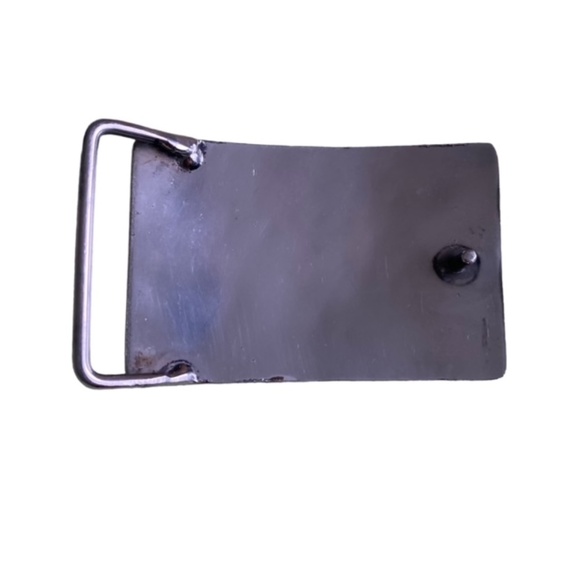 Vintage Silver Tone Unmarked 3" x 2" Engraved Horse Western Belt Buckle - Picture 2 of 6